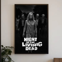 Classic Horror Zombies Vintage Black White Cinematic Gothic Mid Century Dark Poster