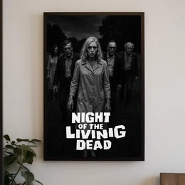 Classic Horror Zombies Vintage Black White Cinematic Gothic Mid Century Dark Poster