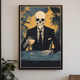 Skeleton in a Suit Elegant Macabre Tropical Poster