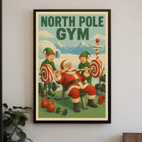 Santa Claus Weightlifting in Humorous Christmas Sports Poster