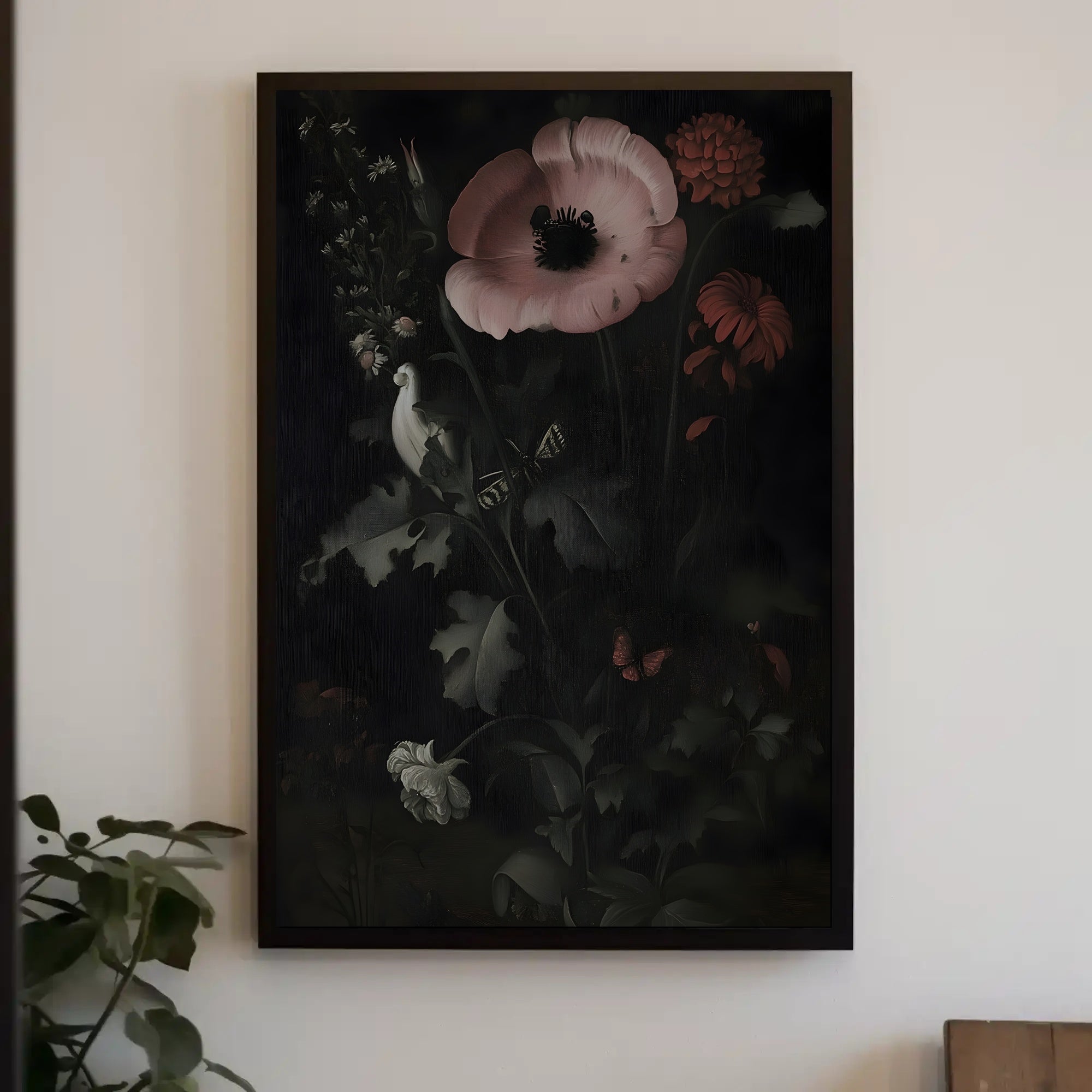 Floral Still Life with Butterfly Artistic Poster PosterGoat