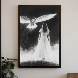 Misty Field Encounter Mysterious Surreal Ethereal Poster