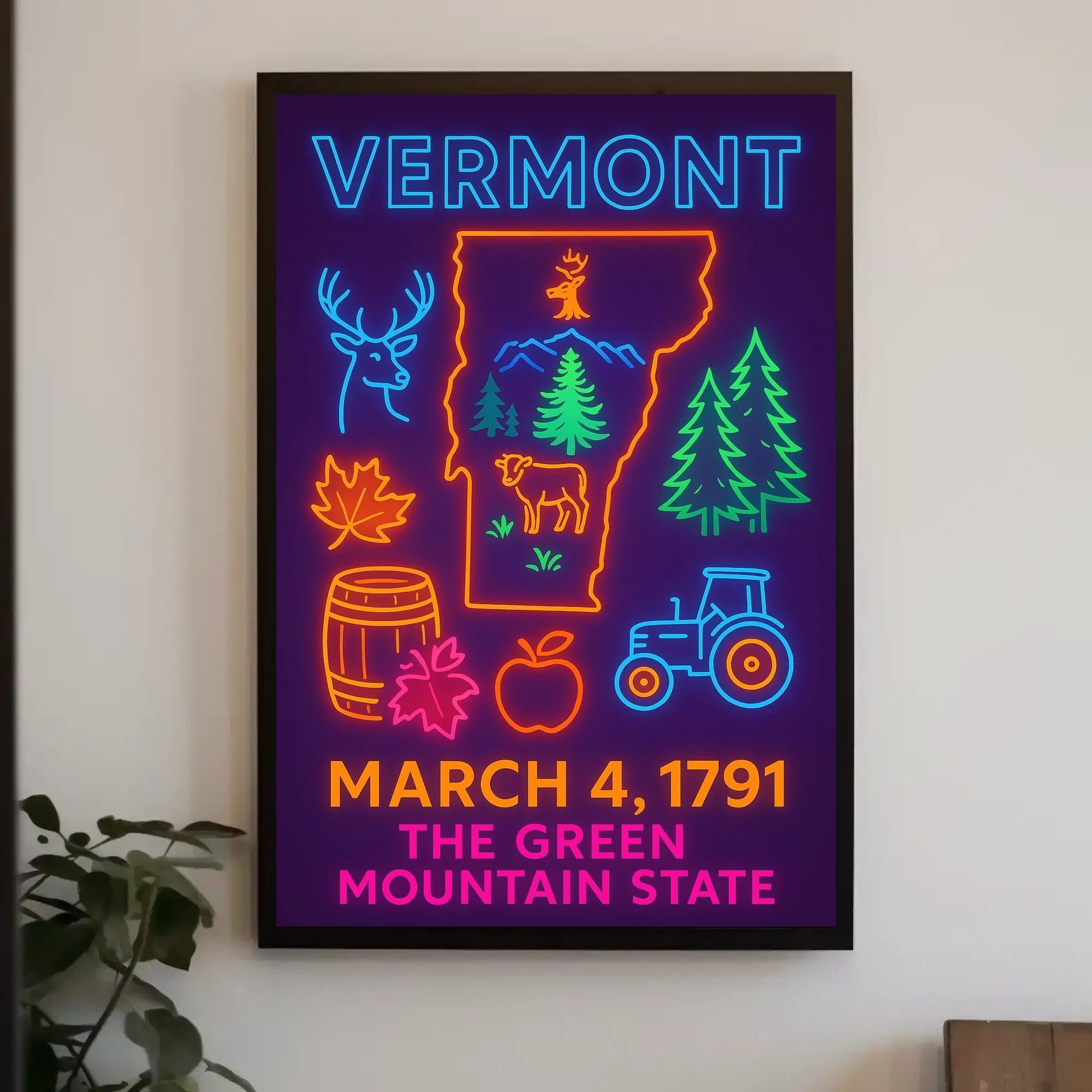 Vermont Neon Signage Celebration Cultural or Heritage Poster
