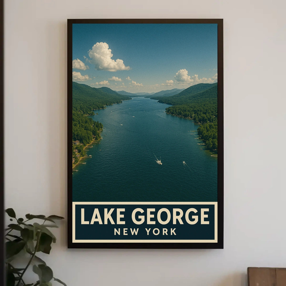 Lake George New York Poster Vintage Travel Wall Art