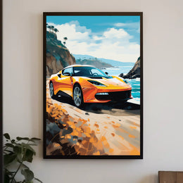 Modern Sports Car Adventure Coastal Road Travel Poster