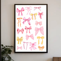 Whimsical Watercolor Bows Art Print - Artistic Poster PosterGoat