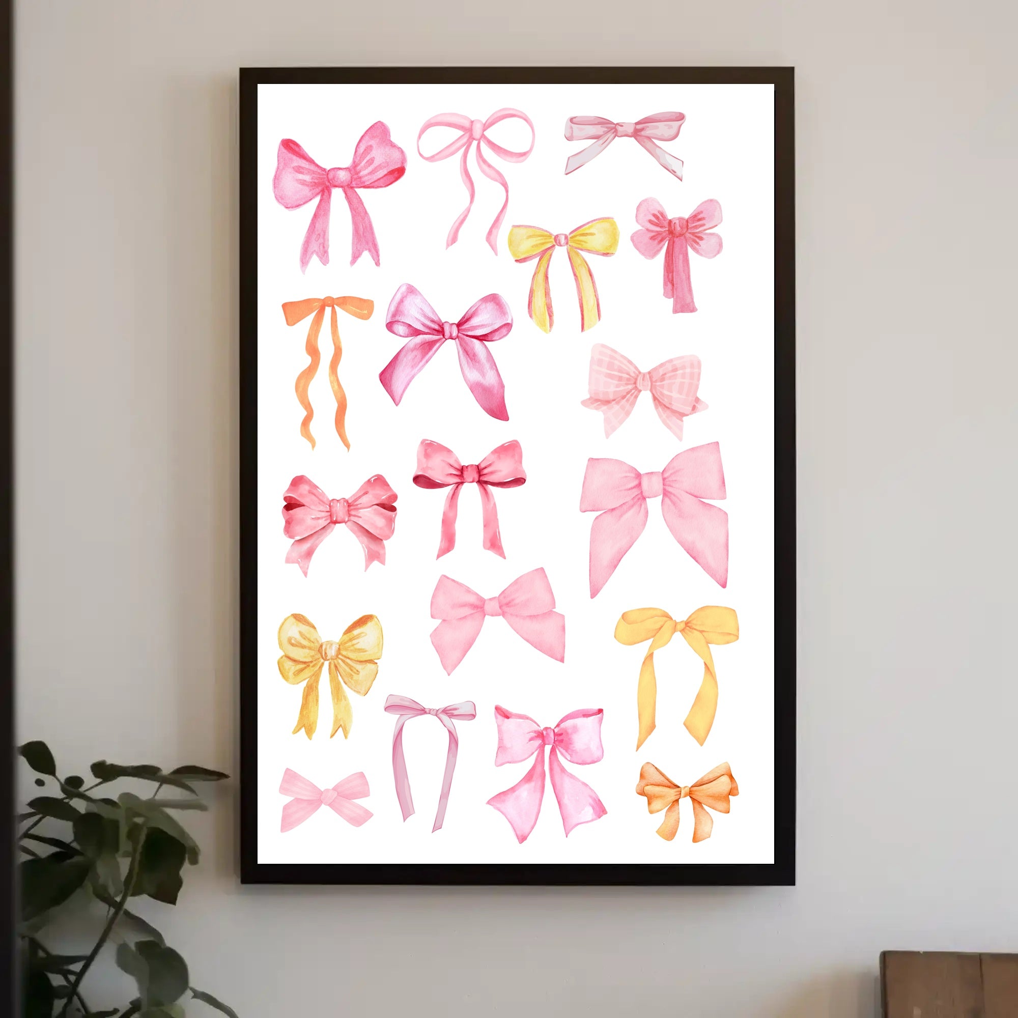 Whimsical Watercolor Bows Art Print - Artistic Poster PosterGoat