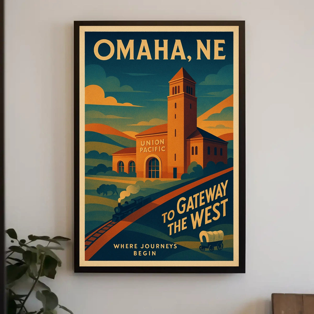 Vintage Omaha Railroad Poster: Gateway to the West