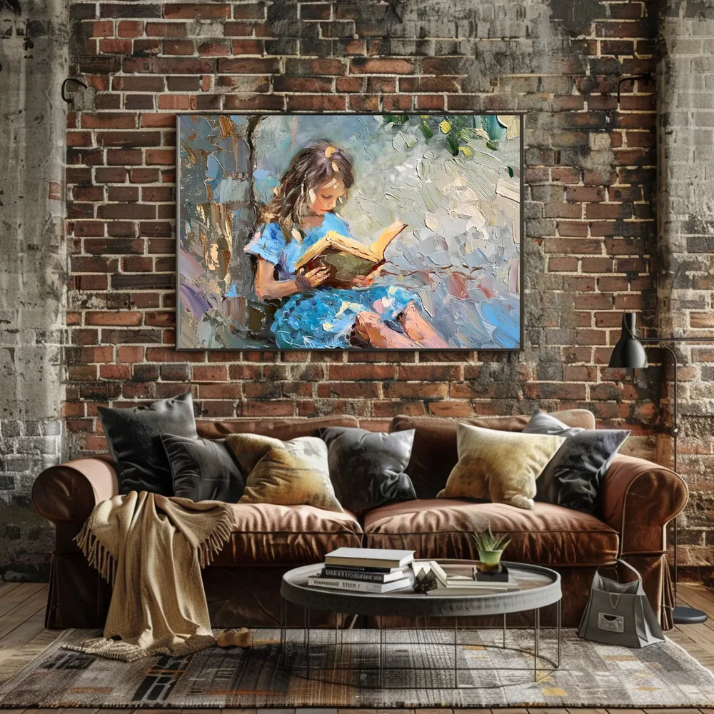 Serene Girl Reading Impressionist Art Poster
