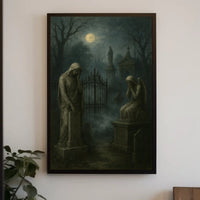 Gothic Night Cemetery Moonlit Surrealism Poster