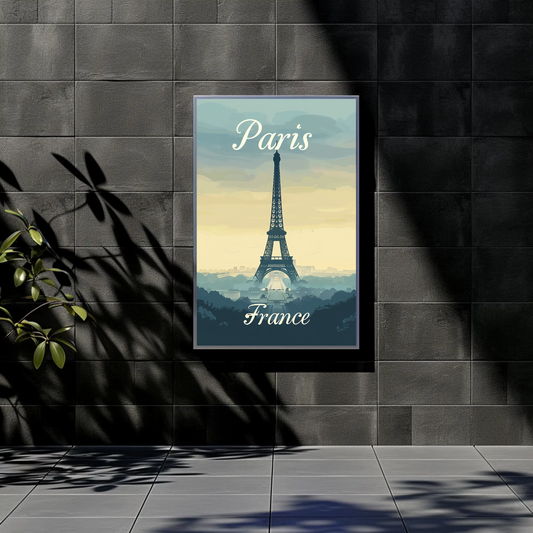 Paris, France - Eiffel Tower Vintage Style Poster