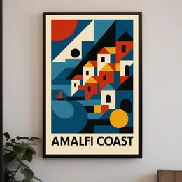 Amalfi Coast Geometric Art Poster For Elegant Wall Decor