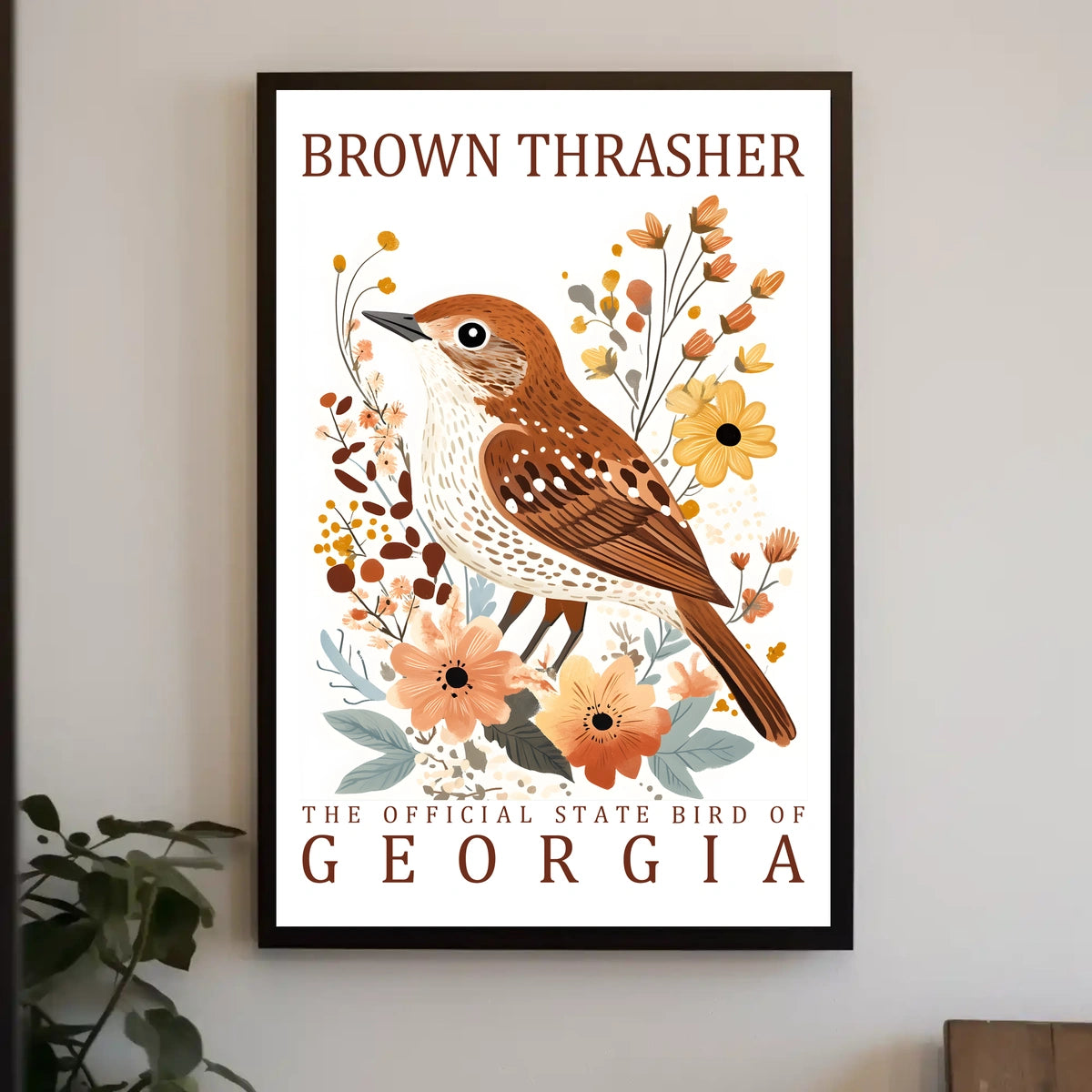 Brown Thrasher Georgia State Bird Art Poster