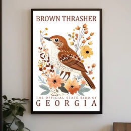 Brown Thrasher Georgia State Bird Art Poster