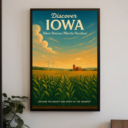 Iowa's Scenic Beauty Landscape Vintage Midwest Poster