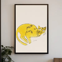 Yellow Cat Poster Whimsical Wall Art Print