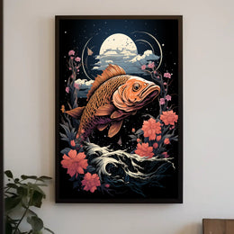 Mystical Fish Under Moonlit Night Poster