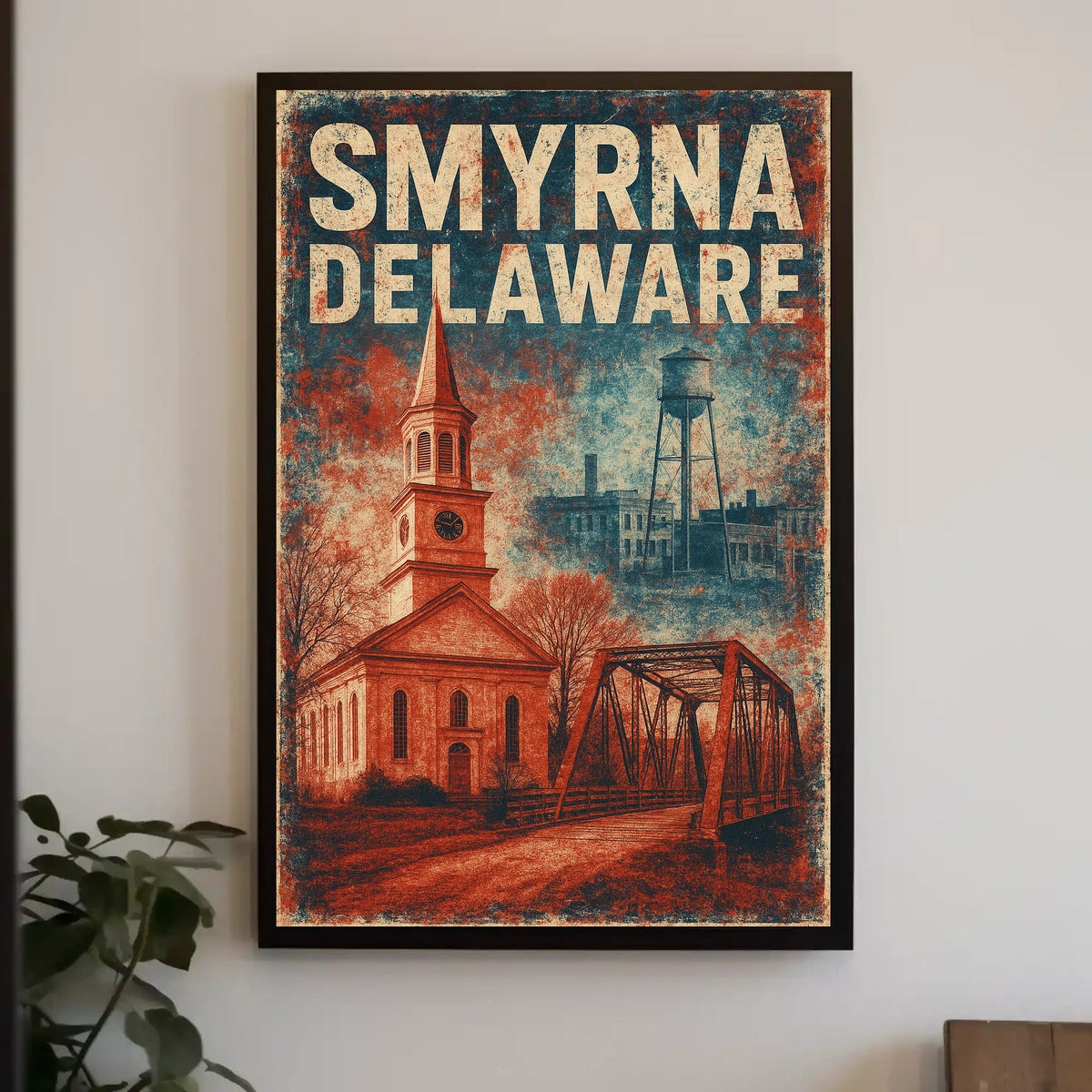Vintage Smyrna Delaware Americana Charm Folk Art Poster