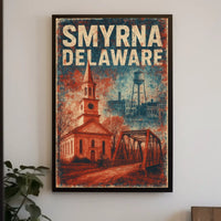 Vintage Smyrna Delaware Americana Charm Folk Art Poster