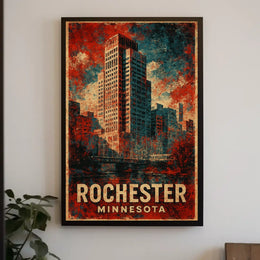 Rochester Cityscape Vintage Art Poster