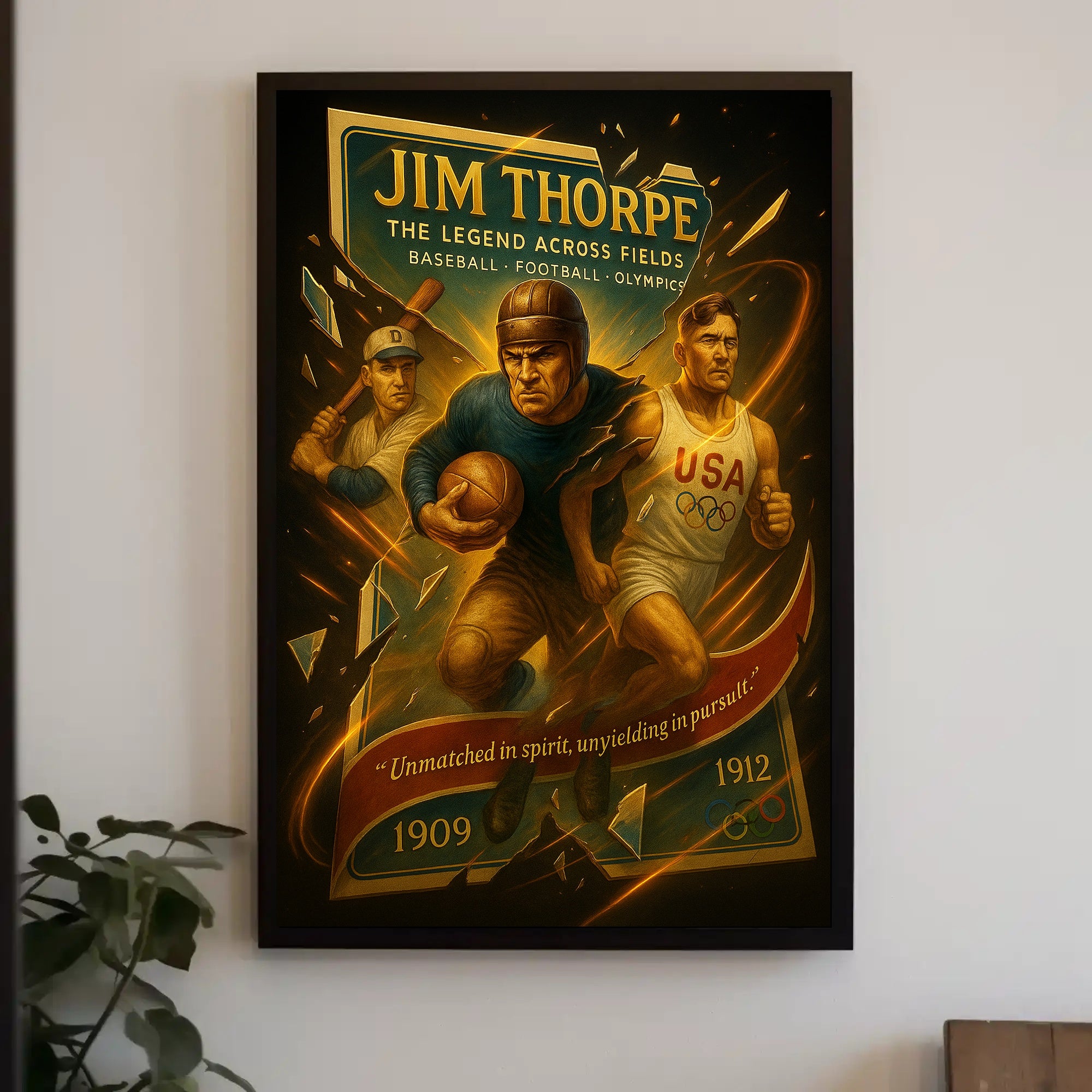 Jim Thorpe Legend Across Fields Poster Art PosterGoat