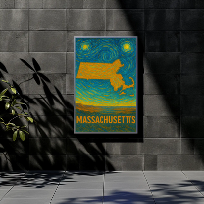 Massachusetts Starry Night Poster