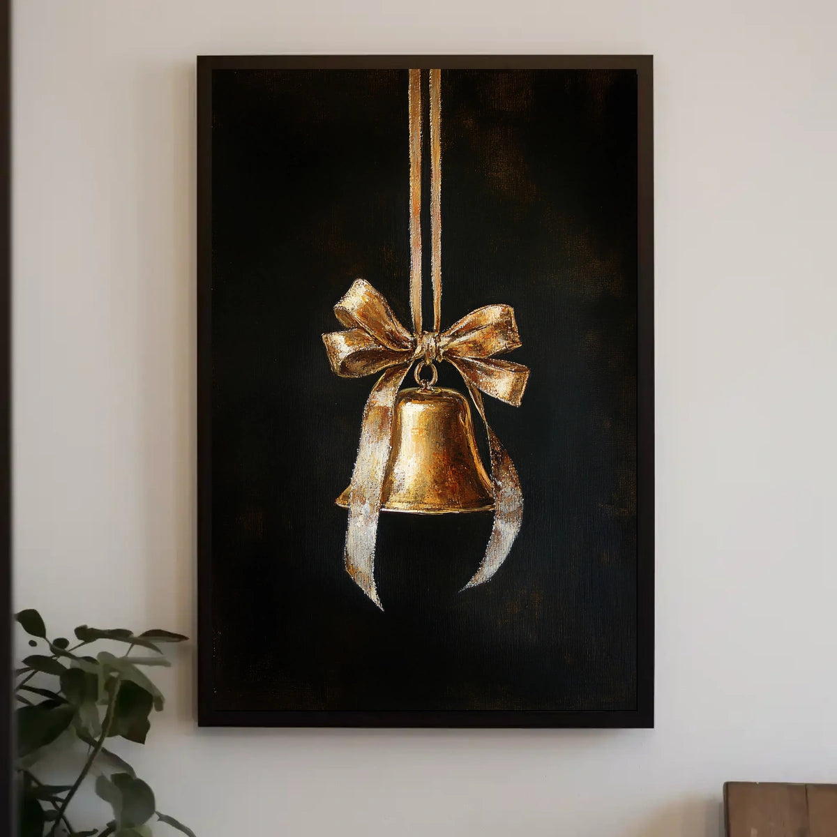 Golden Bell With Ribbon Poster