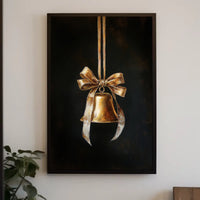 Golden Bell With Ribbon Poster