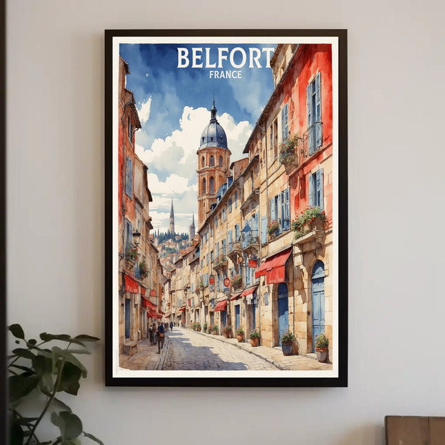 Belfort France Charming Street Scene Travel Poster