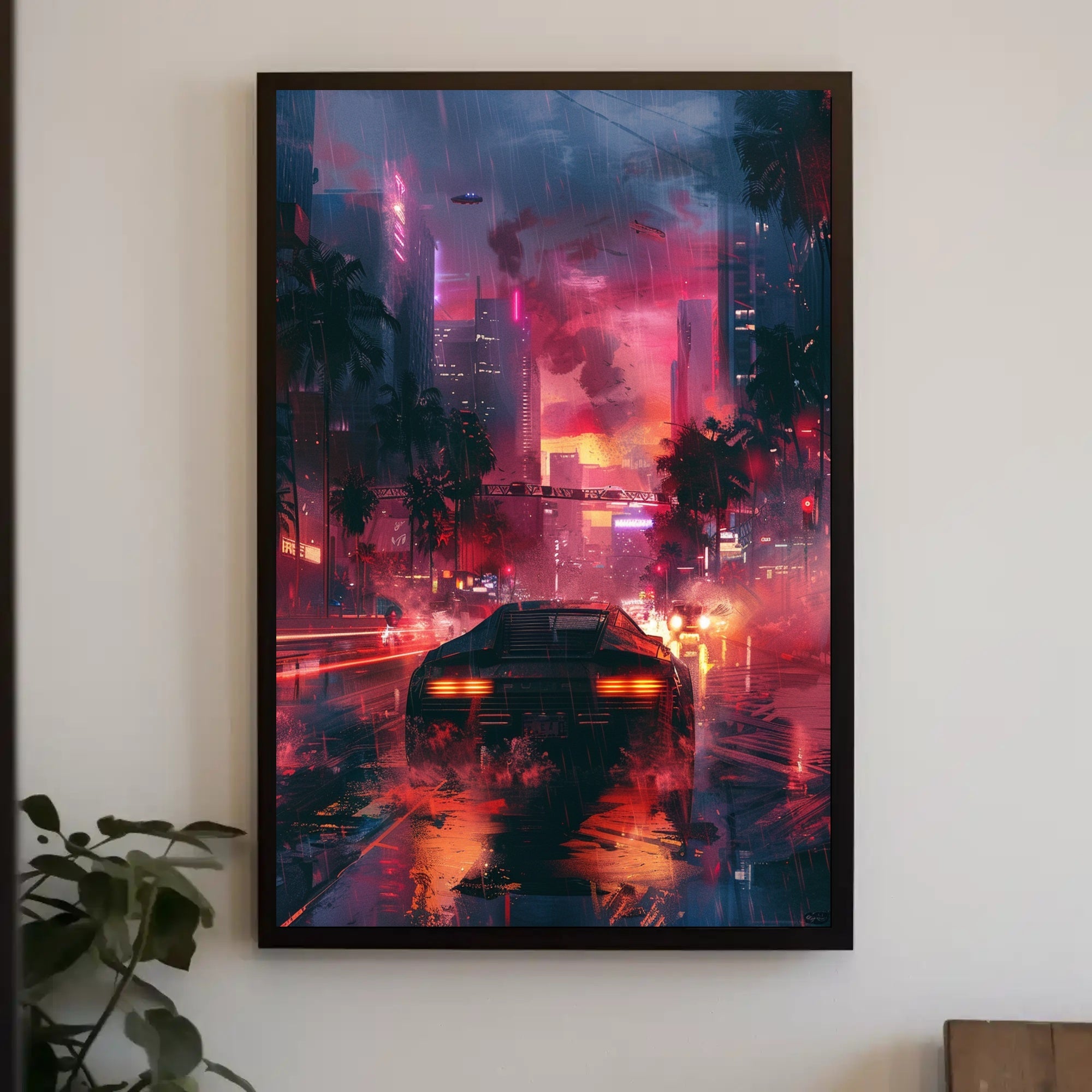 Futuristic Neon Cityscape Sci-Fi Adventure Poster PosterGoat