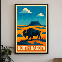 North Dakota Pixel Art Landscape Poster