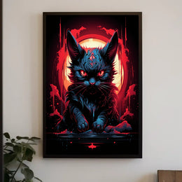 Mystical Cat Poster: Surreal Fantasy Art Print