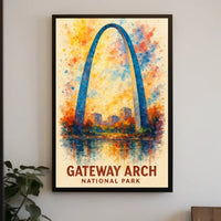 Gateway Arch Vibrant Watercolor Poster Art Print