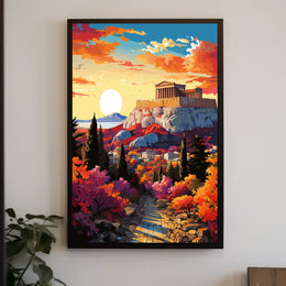 Majestic Sunset Over Athens Cultural or Heritage Poster
