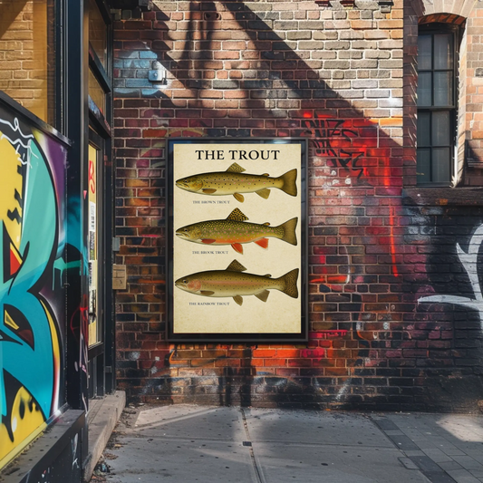Trout Species Guide Vintage Fishing Art Nature Travel Poster