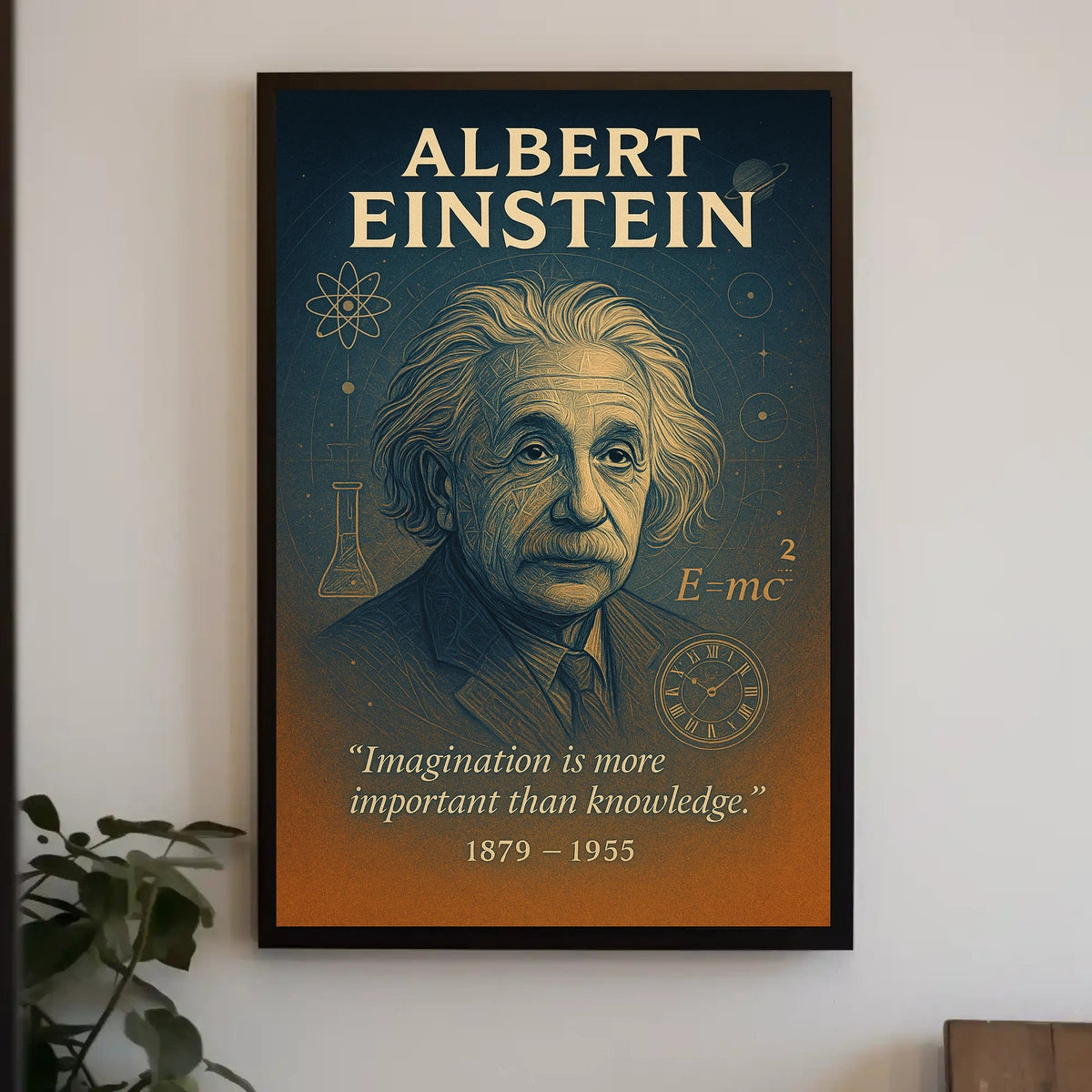 Albert Einstein Vintage Science Poster with Inspirational Quote