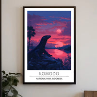 Komodo Dragon Sunset in Indonesia: National Park Poster