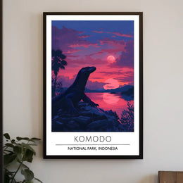 Komodo Dragon Sunset in Indonesia: National Park Poster