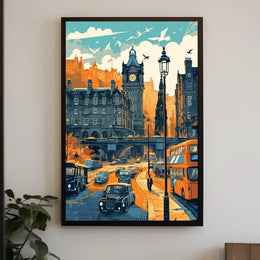 Mid-Century European Cityscape Retro Art Poster