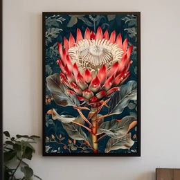 King Protea Botanical Art: Abstract or Artistic Poster