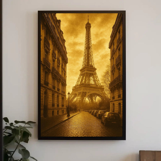 Parisian Romance: Vintage Eiffel Tower Urban Cityscape Poster