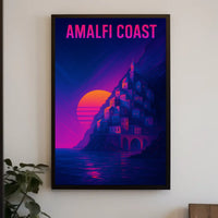 Amalfi Coast Sunset Poster Wall Art 18x24 Scenic Travel