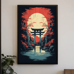 Tranquil Torii At Sunset Poster PosterGoat