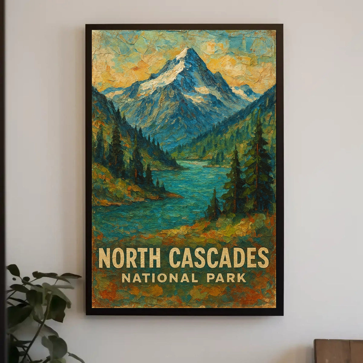 North Cascades National Park Scenic Landscape Art Vintage Ads Wanderlust Nature Poster