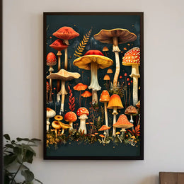 Enchanted Fungi Forest William Morris Art Poster