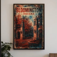 Bloomington Scenic Indiana Wanderlust Vintage Poster