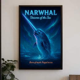 Majestic Narwhal Mystical Dramatic Ethereal Poster
