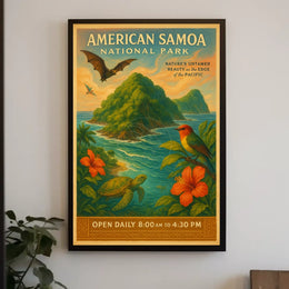 American Samoa National Park Vintage Travel Art Poster