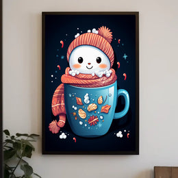 Festive Snowy Cheer in a Mug Art Poster