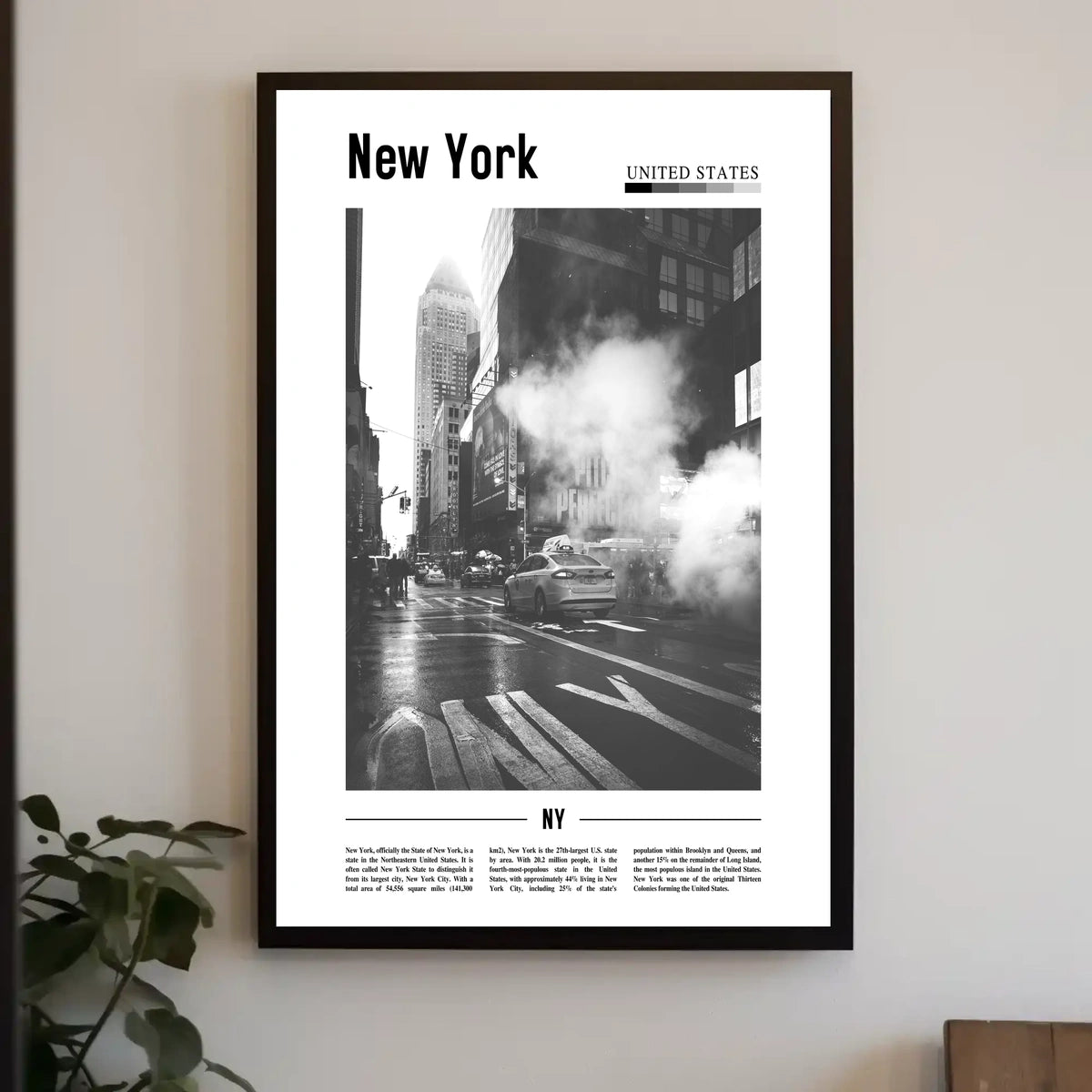New York City Black And White Taxi Poster Modern Wall Art